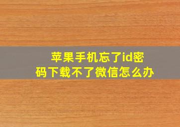 苹果手机忘了id密码下载不了微信怎么办