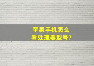 苹果手机怎么看处理器型号?