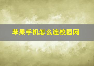 苹果手机怎么连校园网