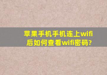 苹果手机手机连上wifi后如何查看wifi密码?