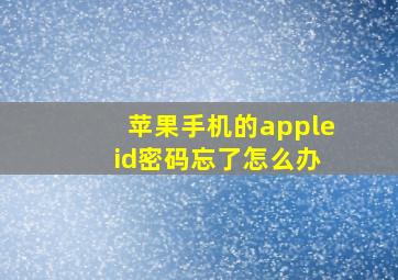 苹果手机的apple id密码忘了怎么办