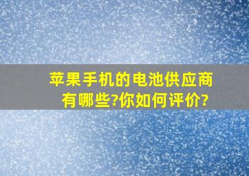 苹果手机的电池供应商有哪些?你如何评价?