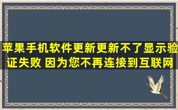 苹果手机软件更新更新不了显示验证失败 因为您不再连接到互联网 ...