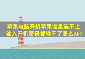 苹果电脑开机苹果键盘连不上输入开机密码都输不了怎么办?