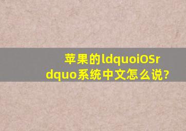 苹果的“iOS”系统中文怎么说?