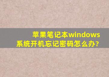 苹果笔记本windows系统开机忘记密码怎么办?