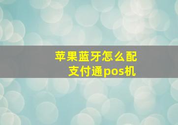 苹果蓝牙怎么配支付通pos机