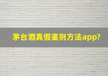 茅台酒真假鉴别方法app?