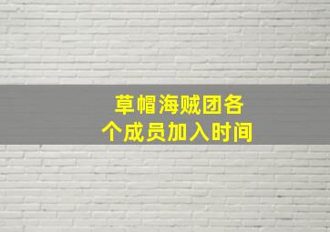 草帽海贼团各个成员加入时间