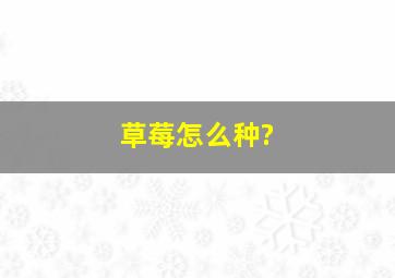 草莓怎么种?