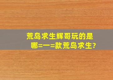 荒岛求生辉哥玩的是哪=一=款荒岛求生?