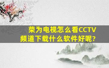 荣为电视怎么看CCTV频道,下载什么软件好呢?