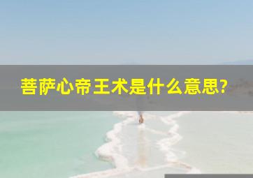 菩萨心帝王术是什么意思?