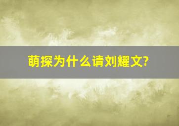 萌探为什么请刘耀文?