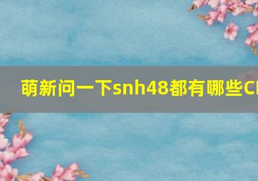 萌新问一下snh48都有哪些CP