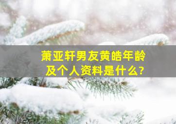 萧亚轩男友黄皓年龄及个人资料是什么?