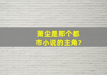 萧尘是那个都市小说的主角?