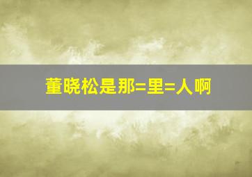 董晓松是那=里=人啊