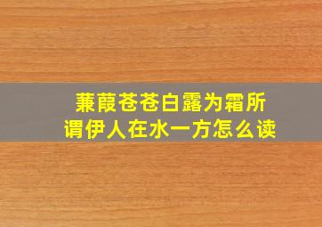 蒹葭苍苍白露为霜所谓伊人在水一方怎么读