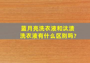 蓝月亮洗衣液和汰渍洗衣液有什么区别吗?