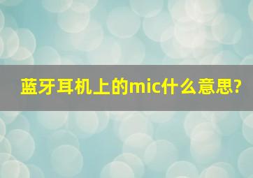 蓝牙耳机上的mic什么意思?