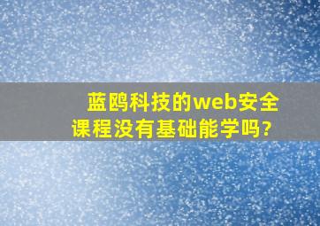 蓝鸥科技的web安全课程,没有基础能学吗?