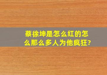 蔡徐坤是怎么红的,怎么那么多人为他疯狂?