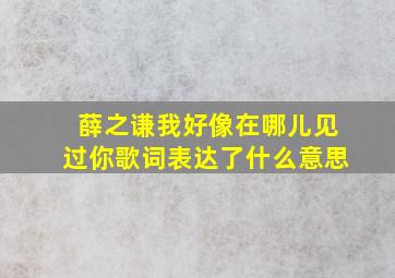 薛之谦我好像在哪儿见过你歌词表达了什么意思