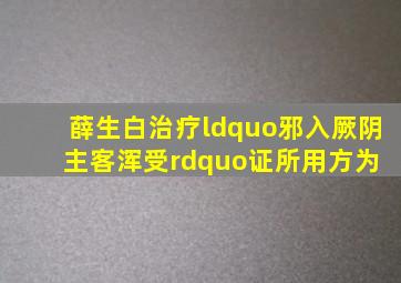 薛生白治疗“邪入厥阴,主客浑受”证,所用方为( )