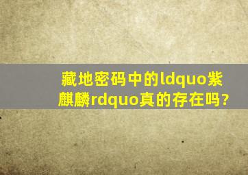 藏地密码中的“紫麒麟”真的存在吗?