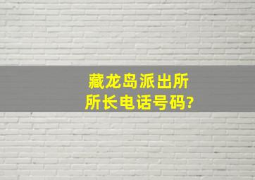 藏龙岛派出所所长电话号码?