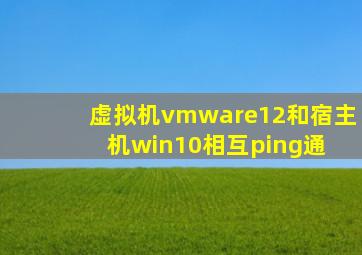 虚拟机vmware12和宿主机win10相互ping通 