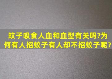 蚊子吸食人血和血型有关吗?为何有人招蚊子,有人却不招蚊子呢?