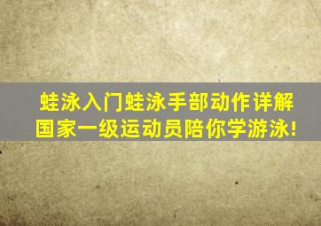 蛙泳入门蛙泳手部动作详解,国家一级运动员陪你学游泳!