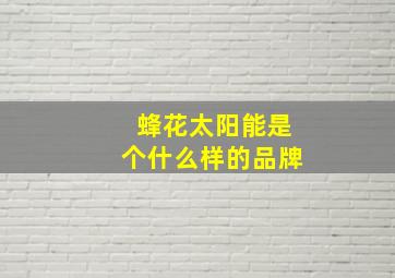 蜂花太阳能是个什么样的品牌