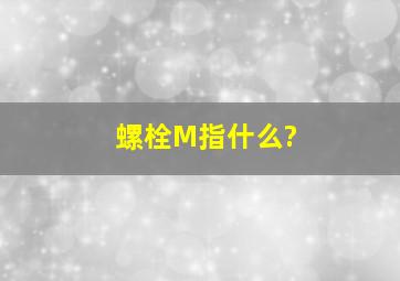 螺栓M指什么?