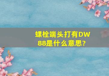 螺栓端头打有DW88是什么意思?