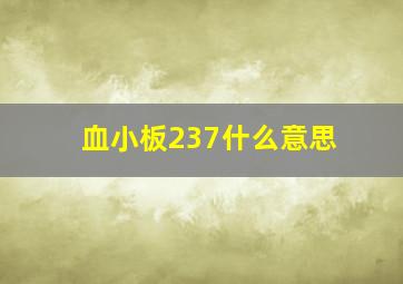 血小板237什么意思