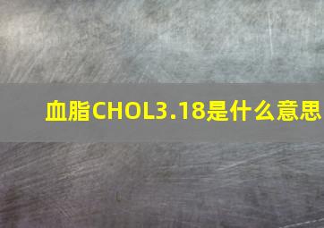 血脂CHOL3.18是什么意思(