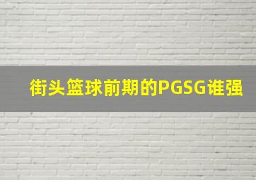 街头篮球前期的PGSG谁强