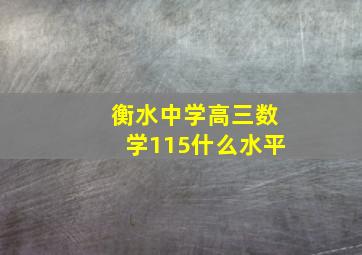 衡水中学高三数学115什么水平