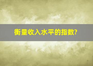 衡量收入水平的指数?