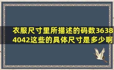 衣服尺寸里所描述的码数36、38、40、42,这些的具体尺寸是多少啊?