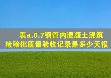 表a.0.7钢管内混凝土浇筑检验批质量验收记录是多少天报