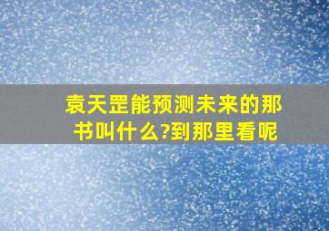 袁天罡能预测未来的那书叫什么?到那里看呢