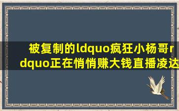 被复制的“疯狂小杨哥”,正在悄悄赚大钱直播凌达乐