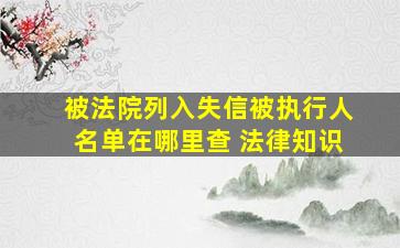 被法院列入失信被执行人名单在哪里查 法律知识