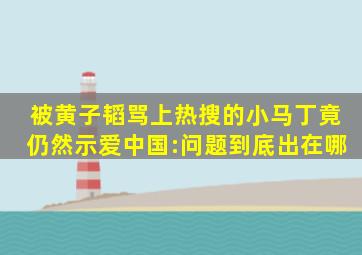 被黄子韬骂上热搜的小马丁,竟仍然示爱中国:问题到底出在哪