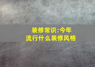 装修常识:今年流行什么装修风格