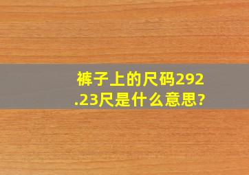 裤子上的尺码29(2.23尺)是什么意思?